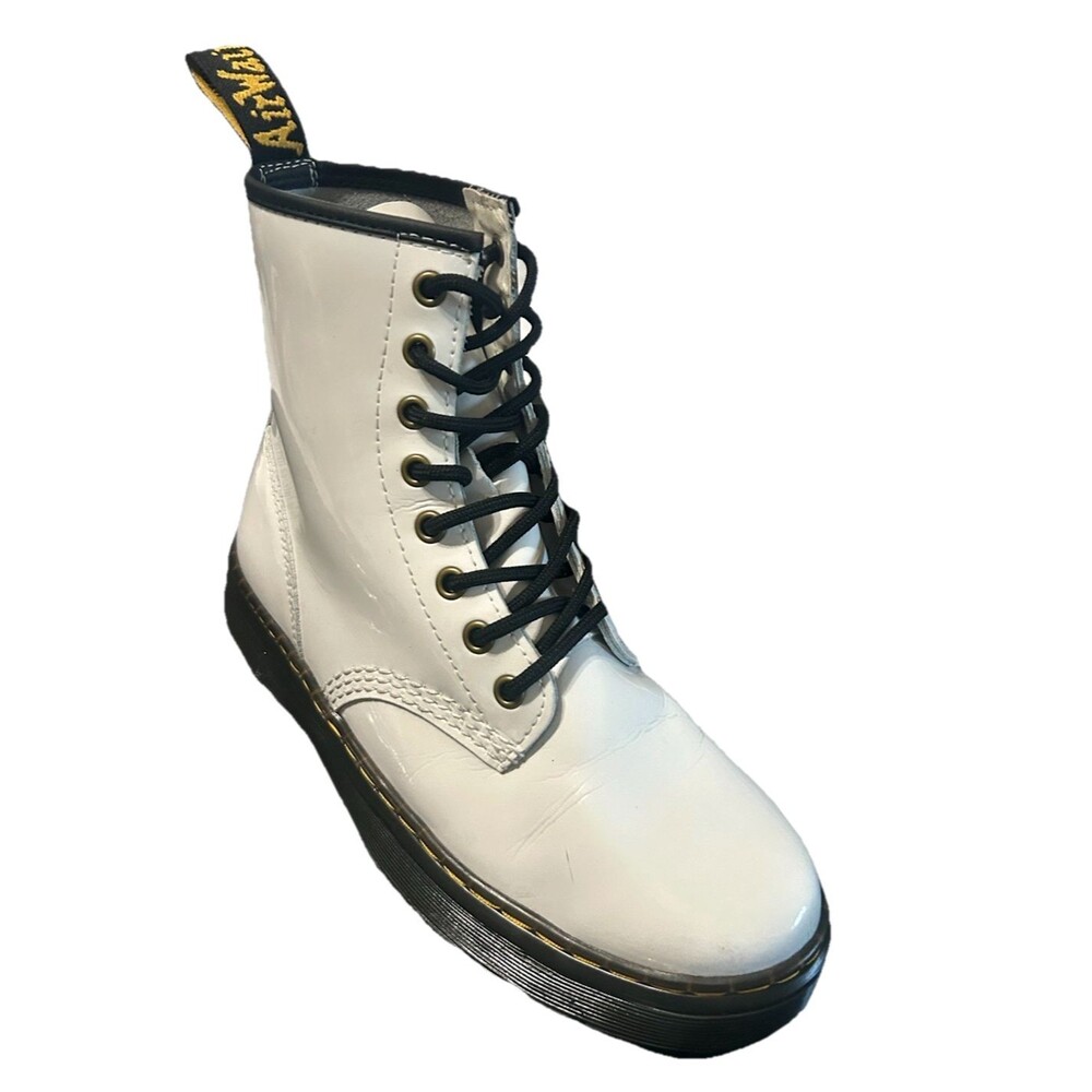 Dr. Martens Zavala 1460  Womens Sz 8 White Patent Leather 8 Eye Combat Boots
